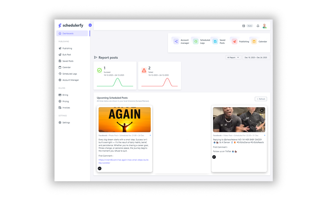 Schedulerfy dashboard preview
